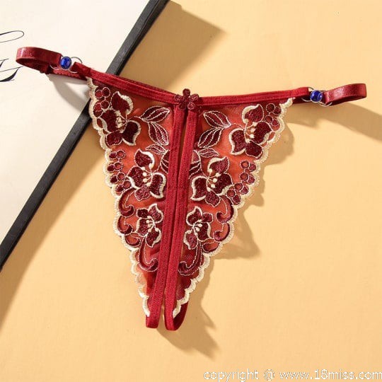 Pure Luxury Split-Crotch Panties Red - Beautiful thong for women -18miss