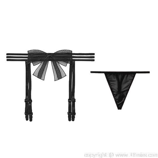 Ribbon Garter Belt Black - Sexy lingerie for women -18miss