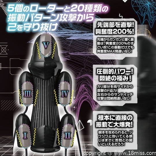 Vibration Blaster V Powered Masturbator - 帶五個振動器的自動男性自慰玩具 - 18miss
