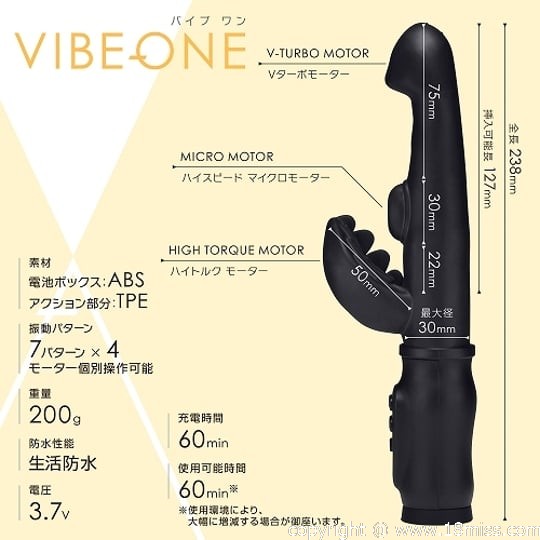 Vibe One Black - Ergonomically shaped vibrator - 18miss