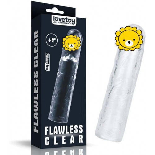 Flawless Clear冰雪无暇系列 可增粗30%增长2吋-增粗加长透明锁精水晶套