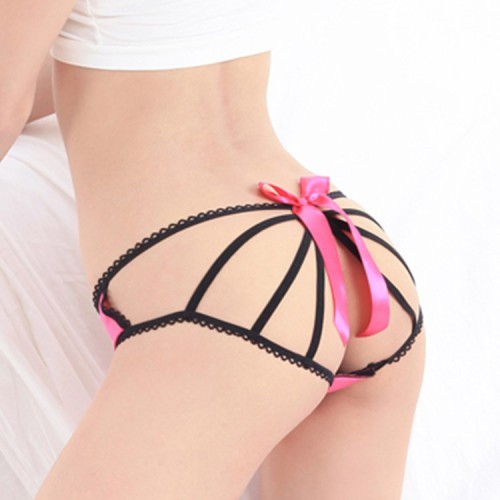 Low-waist butterfly knot hollow lure buttock briefs perspective dew PP pants belts
