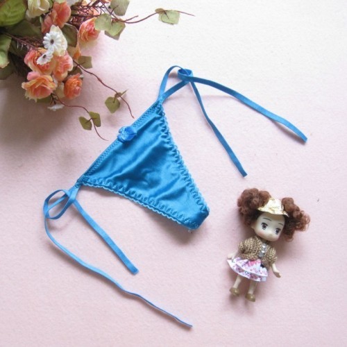 Sexy temptation Ms. T-shaped pants thongs large yards cute girl Japanese transparent underwear (blue)