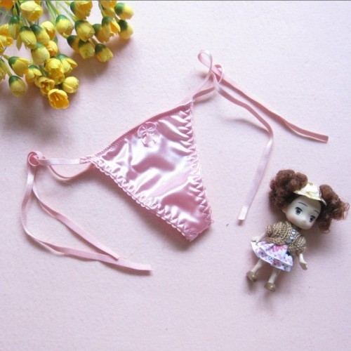 Sexy temptation Ms. T-shaped pants thongs large yards cute girl Japanese transparent underwear (powder)