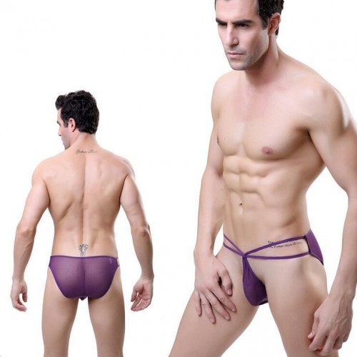 Ultra-thin trace seamless men's underwear net (purple)