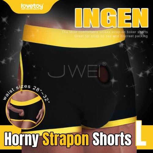 Lovetoy INGEN系列Horny Strapon Shorts舒適透氣挖空露臀穿戴褲-L