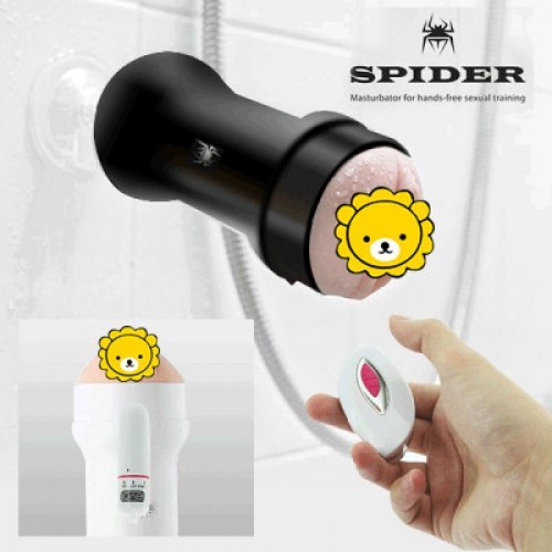 Suction cup type hand-free sex posture simulation suction cup masturbation cup - wireless remote control shock version (black)