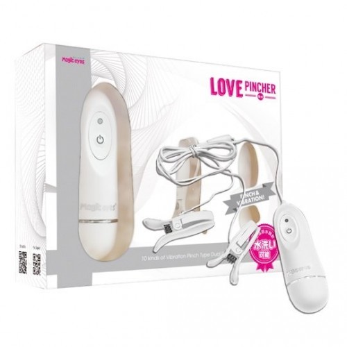 Love Pincher Vibrating Nipple Clamps White Breast vibrator toy